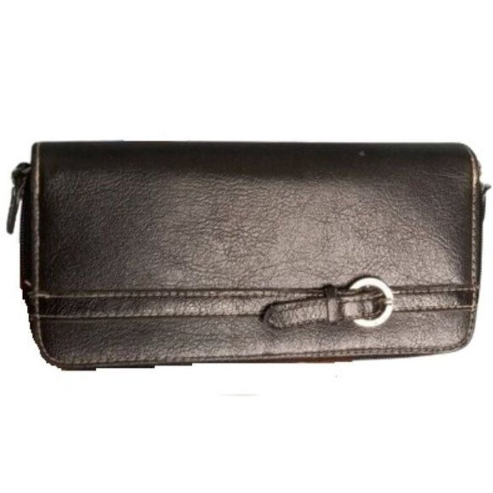 Black Wallet Zipper Buckle Detail Key Chain Vegan